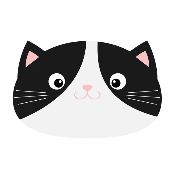 Icône tête de chat. Couleur noir et blanc. Drôle de Kawaii souriant bébé animal. Mignon personnage drôle de dessin animé. Collection pour animaux de compagnie. Design plat. Des enfants. Isolé . — Image vectorielle