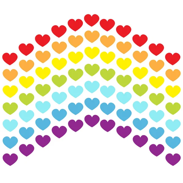 Rainbow flag line backdrop. Heart shape. LGBT gay symbol. Pride sign. Colorful line set. Flat design. Happy Valentines Day. Love is love. White background. Isolated. — ストックベクタ