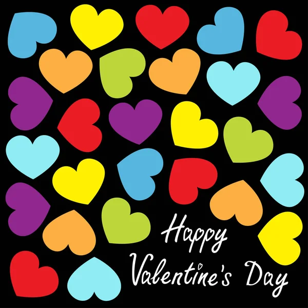 Ουράνιο τόξο χρώμα καρδιά που. Χαρούμενο σύμβολο της ημέρας του Αγίου Βαλεντίνου. Χαριτωμένο γραφικό αντικείμενο. Επίπεδη σχεδίαση. Η αγάπη είναι αγάπη. Ευχετήρια κάρτα. Απομονωμένοι. Μαύρο φόντο. — Διανυσματικό Αρχείο