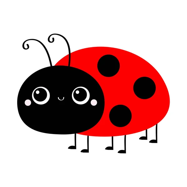 Εικόνα Ladybug Ladybird. Χαριτωμένο καρτούν Kawaii χαμογελώντας μωρό ζώο χαρακτήρα. Αστείο έντομο. Επίπεδη σχεδίαση. Απομονωμένοι. Λευκό φόντο. — Διανυσματικό Αρχείο