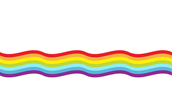 Die Regenbogenfahne weht vor der Kulisse. lgbt Schwulensymbol. Stolzes Zeichen. Bunte Linienführung. flache Bauweise. weißer Hintergrund. isoliert. — Stockvektor