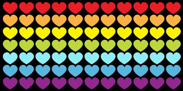 Drapeau arc-en-ciel ligne d'onde toile de fond. En forme de coeur. Symbole gay LGBT. Signe de fierté. Ensemble de lignes colorées. Joyeuse Saint-Valentin. Design plat. L'amour est amour. Isolé. Fond noir . — Image vectorielle