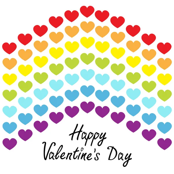 Happy Valentines Day. Rainbow flag line backdrop. Heart shape. LGBT gay symbol. Pride sign. Colorful line set. Flat design. Love is love. White background. Isolated. — Stock Vector