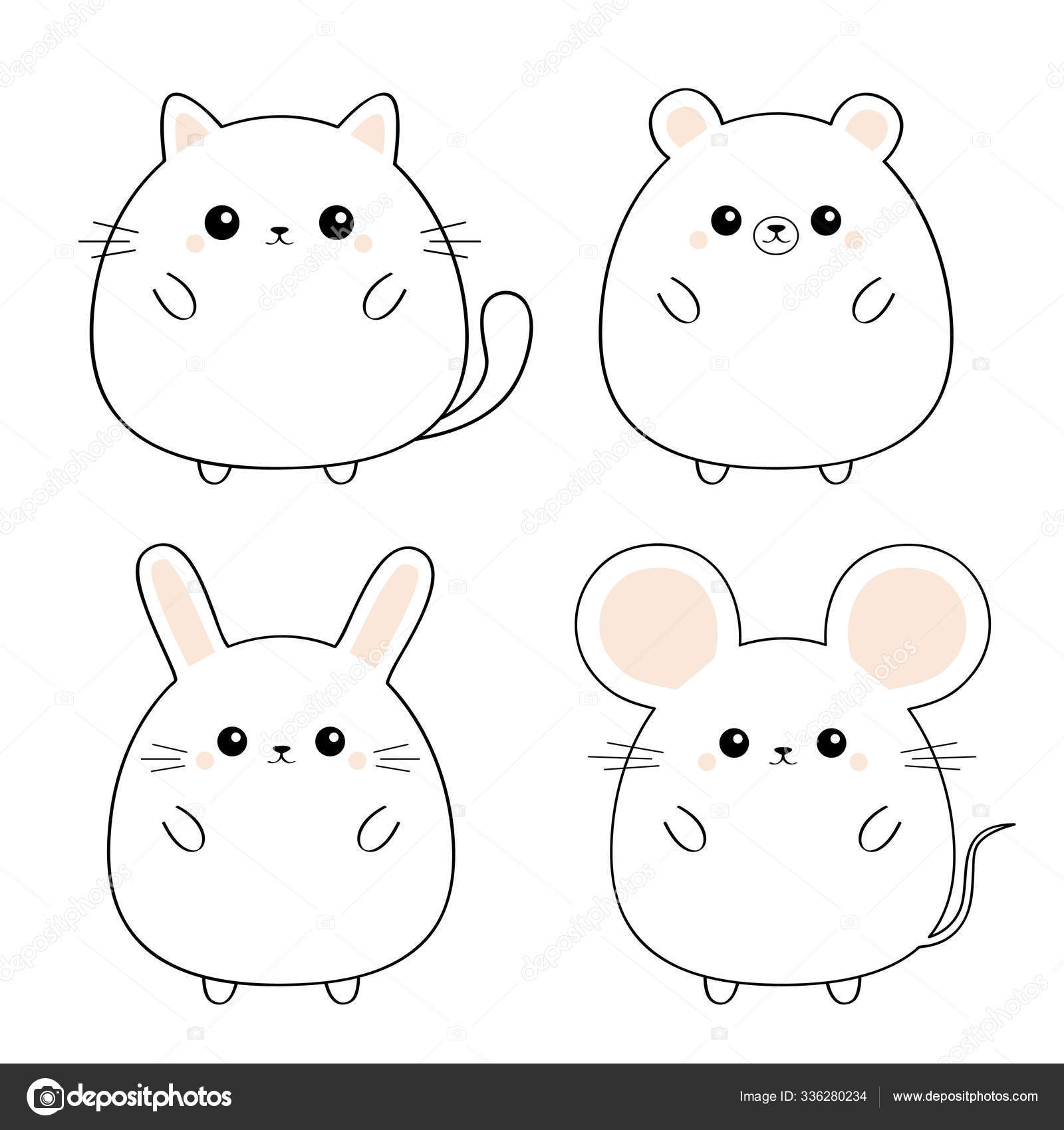 Funny Lovers Cats Doodle Icon Cute Pets Vector Art On White