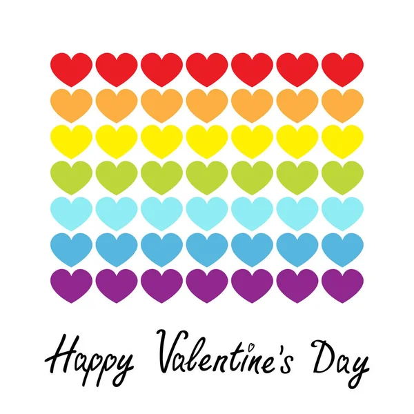 Happy Valentines Day. Rainbow flag line icon. Heart shape. LGBT gay symbol. Pride sign. Colorful line set. Flat design. Love is love. White background. Isolated. — Stock Vector