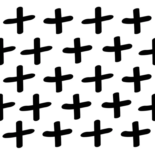 Scandinavian pattern. Black and white abstract geometric background. Hand drawn striped cross mark line shape. Flat design style. — Stok Vektör