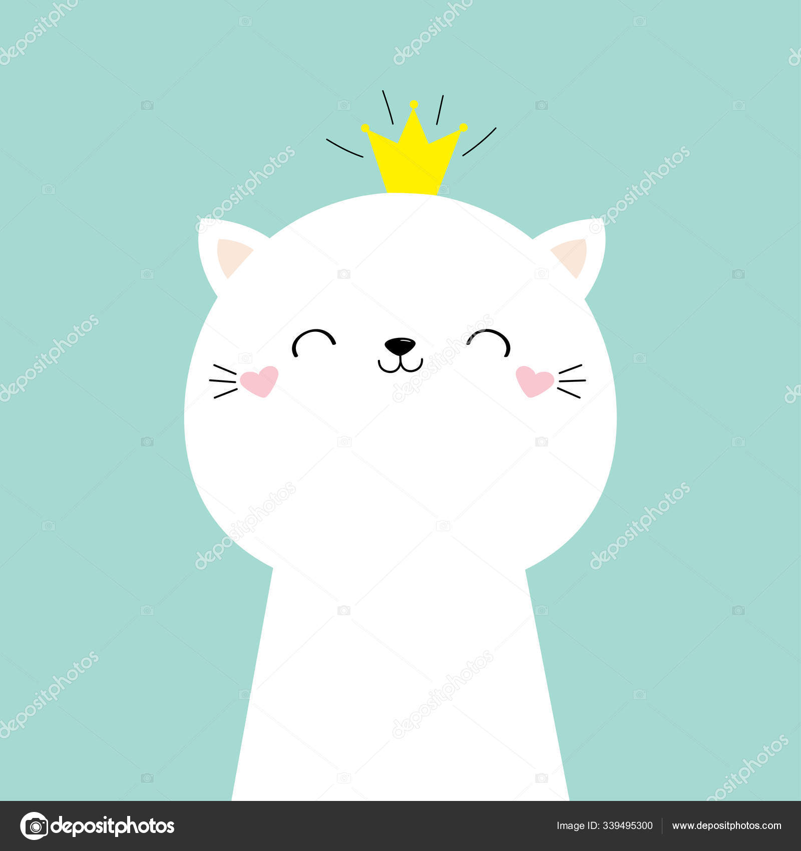 Cute cat face head icon cartoon funny character Vector Image