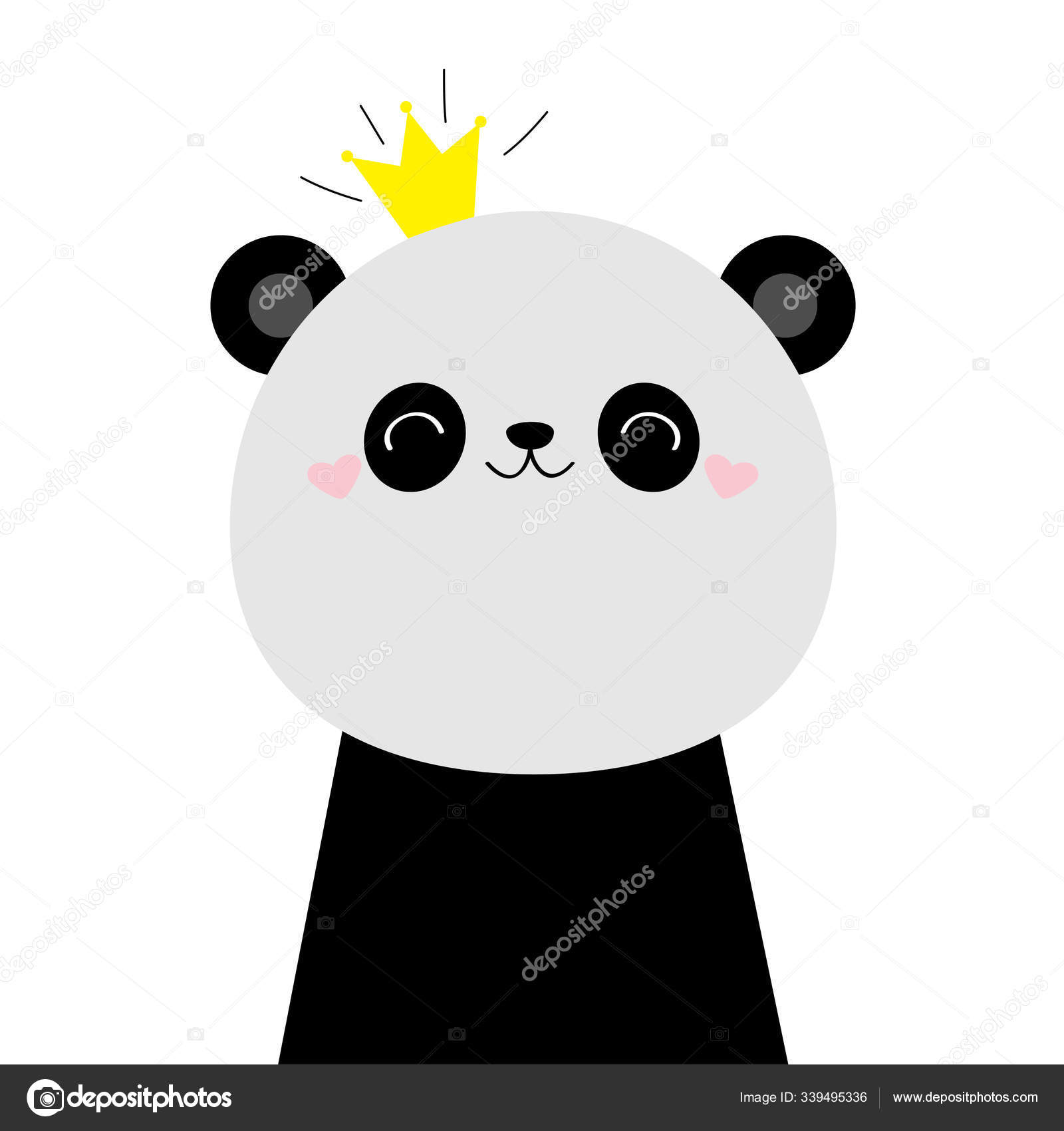 Urso panda bonito - preto & branco kawaii desenho animado cara de bicho  t-shirt