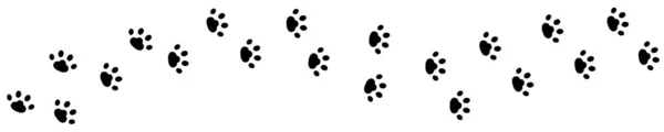 宠物猫爪子打印轨道对角线.小径的轮廓。黑色脚印设置。野生动物。白色背景。孤立无援平面设计. — 图库矢量图片