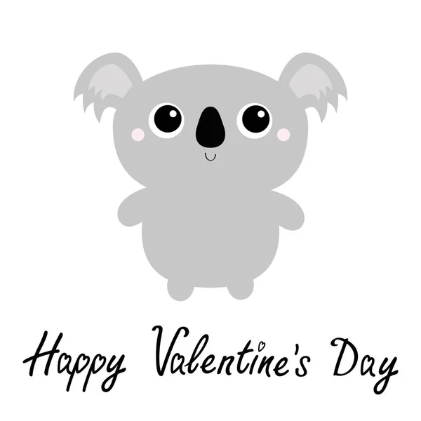 Happy Valentines Day. Koala bear toy icon. Cute cartoon character. Kawaii animal face head. Funny baby with eyes, nose, ears. Kids print. Love Greeting card. Flat design. White background. — 스톡 벡터