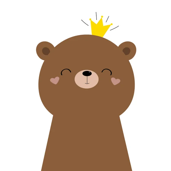 Schattige grizzly beer gezicht icoon. Kawaii dier. Gouden kroon. Cartoon grappig baby karakter. Kinderen printen voor poster, t-shirt. Liefde. Scandinavische stijl. Vlak ontwerp. Witte achtergrond. geïsoleerd. — Stockvector