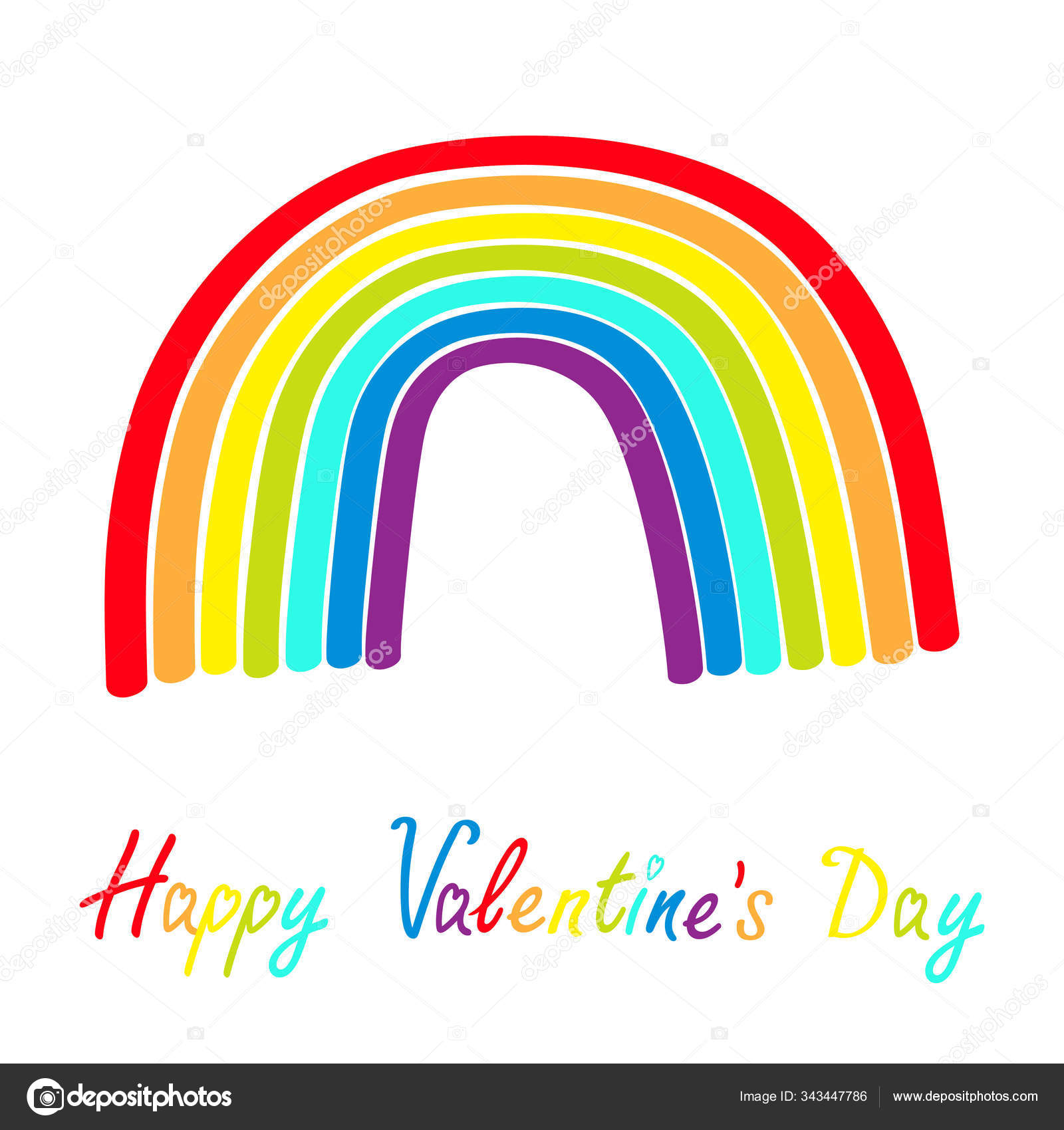 Happy Valentines Day. Rainbow on white background. Love is love