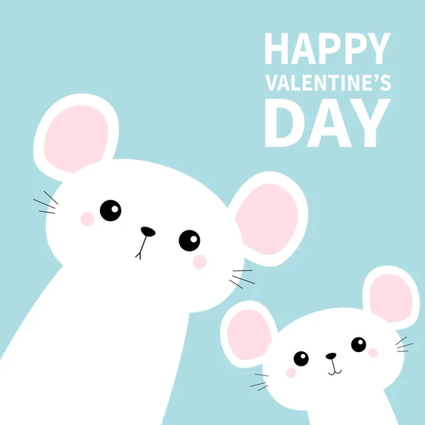 Two white mouse set in the corners. Cute cartoon funny kawaii baby character. Happy New Year 2020 sign symbol. Merry Christmas. Flat design. Blue winter background. — 스톡 벡터