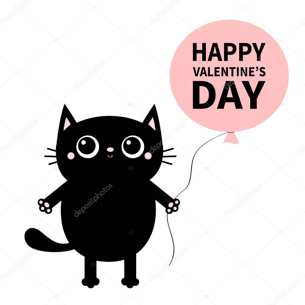 Vettoriale stockBuon San Valentino. Un gatto nero con un palloncino in  mano. Impronta zampa rosa. Gattino che cerca un abbraccio. Divertente  animale Kawaii. Biglietto per bambini. Carino il personaggio dei cartoni  animati., image size:1024x1024