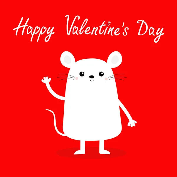 Weiße Maus Winkt Mit Der Hand Alles Gute Zum Valentinstag — Stockvektor