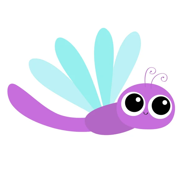 Dragonfly Flying Icon Cute Cartoon Kawaii Funny Baby Character Violet — Stock Vector