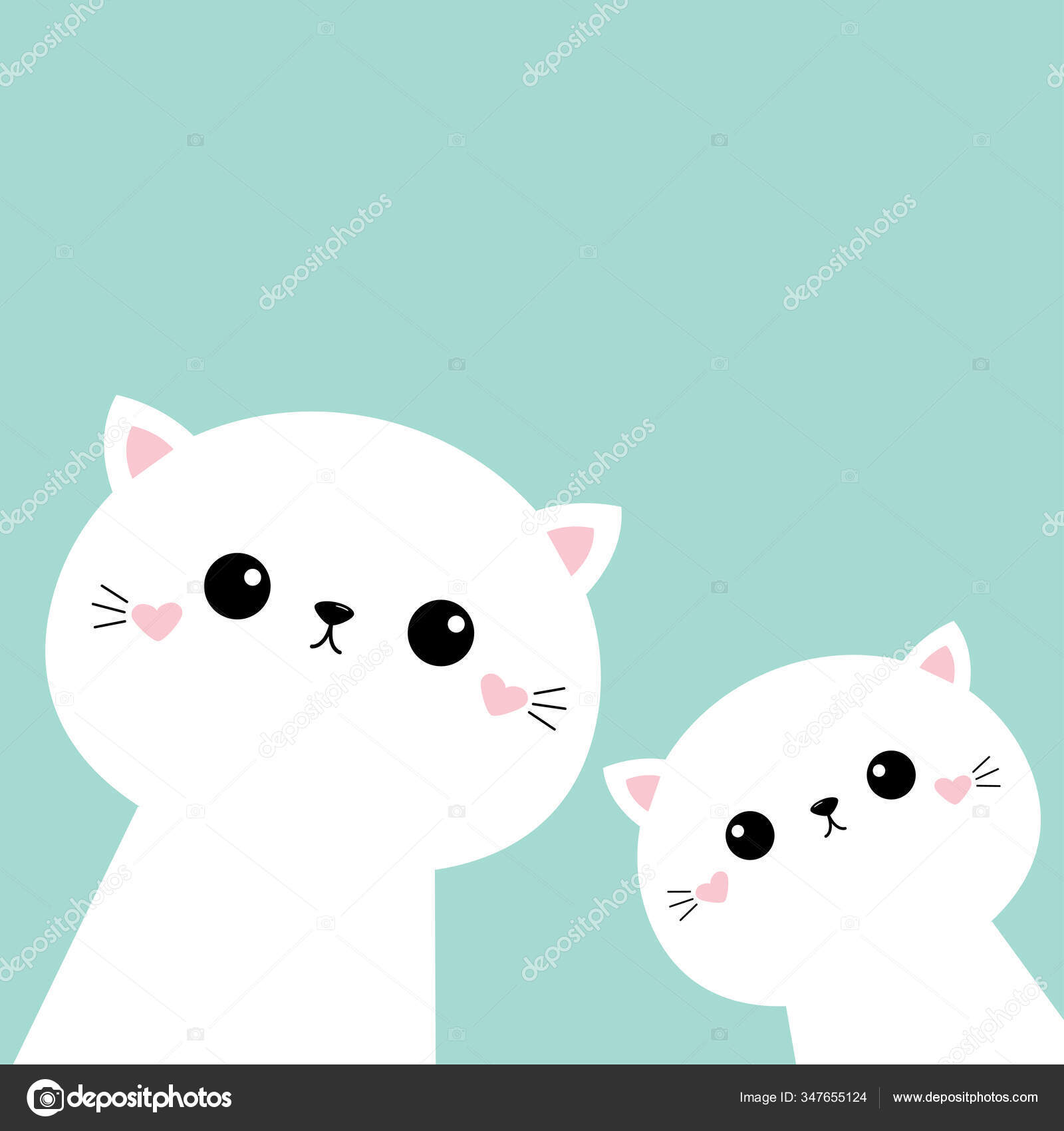 Cute White Cat Kitten Kitty Icon Kawaii Cartoon Character Funny