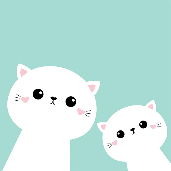 Due Gatto Gattino Set Simpatico Gattino Kawaii Cartone Animato Personaggio — Vettoriale Stock