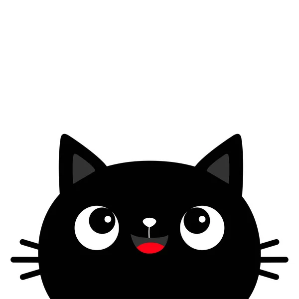 黒い猫の顔の頭のシルエットを見上げます 北欧風 かわいい漫画のキャラクター カワイイ動物 赤ちゃんカード ペットコレクション フラットデザイン 白地だ 隔離されてる ベクターイラスト — ストックベクタ