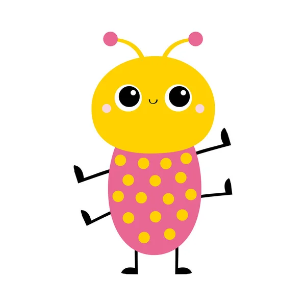Tegnebille Insekt Insektdyr Søt Kawaii Smilende Baby Karakter Utdanningskort Barn – stockvektor