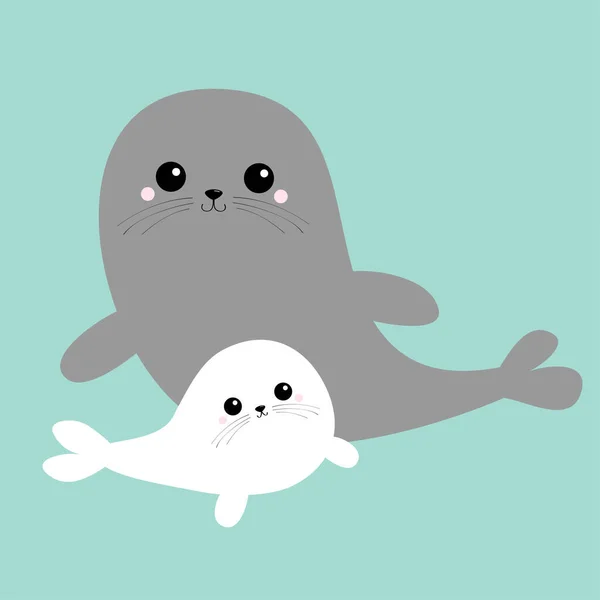 Leão Marinho Filhote Cachorro Harp Seal Bonito Desenho Animado Personagem — Vetor de Stock