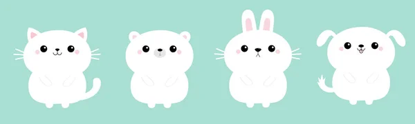Beyaz Kedi Kedicik Ayı Köpek Yavrusu Tavşan Tavşan Tavşan Tavşan — Stok Vektör