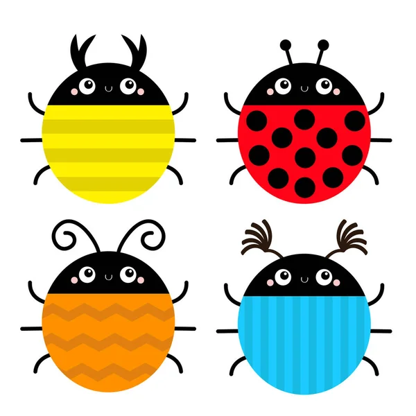 Broučku Broučku Sbírka Hmyzích Zvířat Beruško Beruško Roztomilý Karikatura Kawaii — Stockový vektor