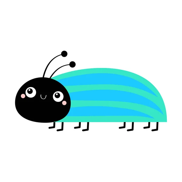 かわいいカブトムシの虫 昆虫動物 漫画のかわいい笑顔の赤ちゃんのキャラクター 子供向け教育カード 隔離されてる 白地だ フラットデザイン ベクターイラスト — ストックベクタ