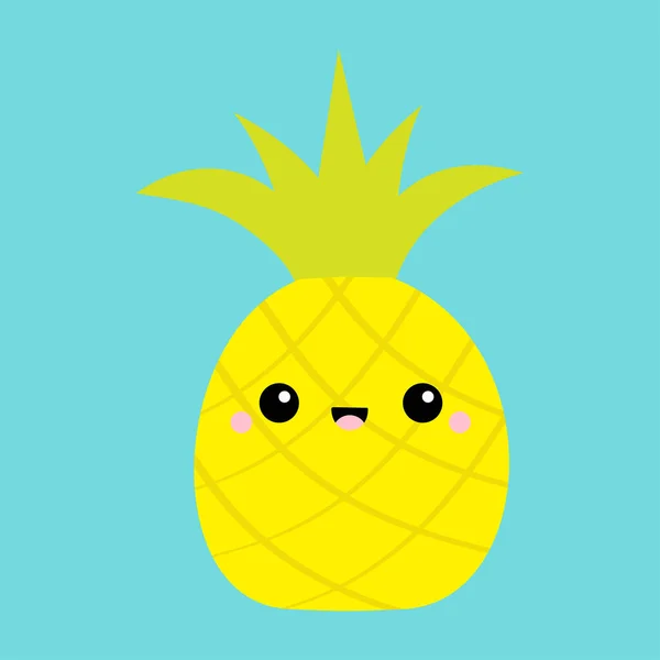 Ananas Fruit Icoon Blad Leuke Cartoon Kawaii Glimlachende Grappige Baby — Stockvector