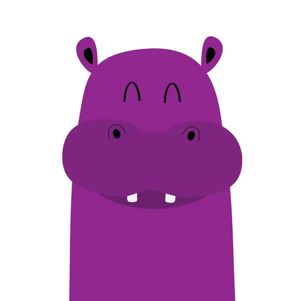 Hippopotamus Hippo Face Head Icon Kawaii Animal Cute Cartoon Funny — Stock Vector