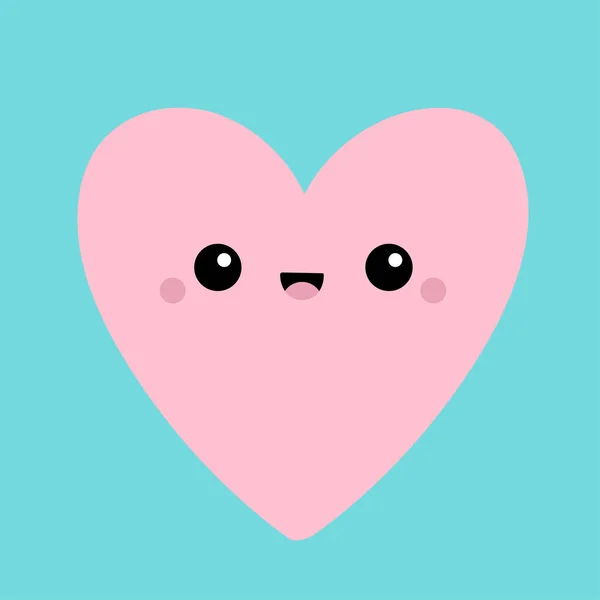 Значок Головы Розового Сердца Симпатичный Мультик Забавным Улыбающимся Детским Персонажем — стоковый вектор