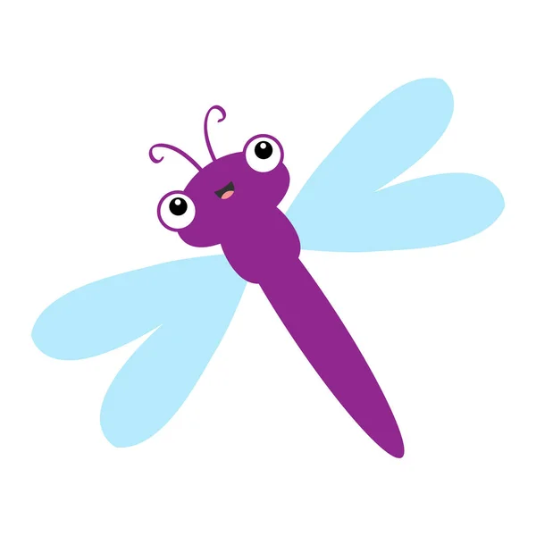 Dragonfly Icon Cute Cartoon Kawaii Funny Baby Character Violet Color — Stock Vector