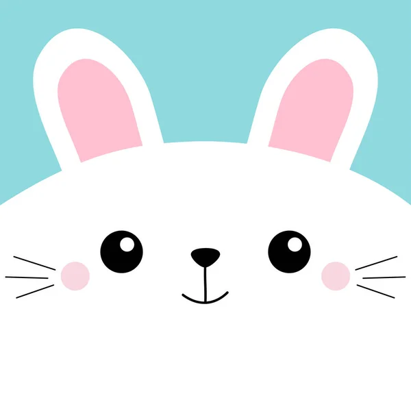 Beyaz Tavşancık Kafa Kare Simgesi Tatlı Çizgi Film Kawaii Komik — Stok Vektör