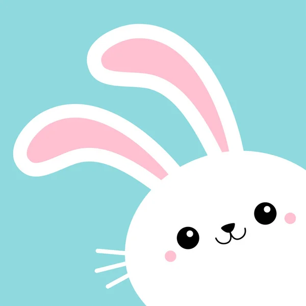 Tavşan Suratlı Köşedeki Mutlu Paskalyalar Şirin Kawaii Çizgi Filmi Komik — Stok Vektör