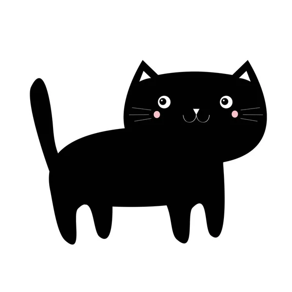 Gatinho Gato Preto Ícone Gatinho Cara Engraçada Personagem Desenho Animado —  Vetores de Stock