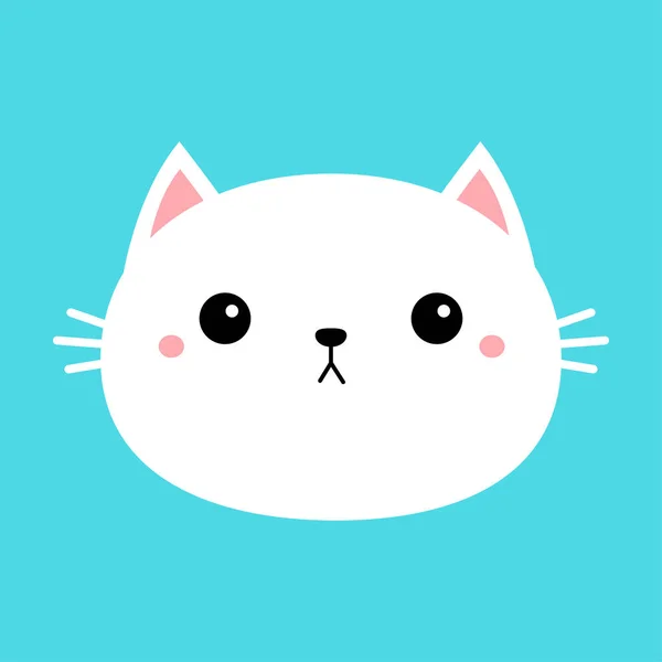 Λευκή Γάτα Γατάκι Στρογγυλό Εικονίδιο Χαριτωμένη Kawaii Χαρακτήρα Μωρό Κινουμένων — Διανυσματικό Αρχείο