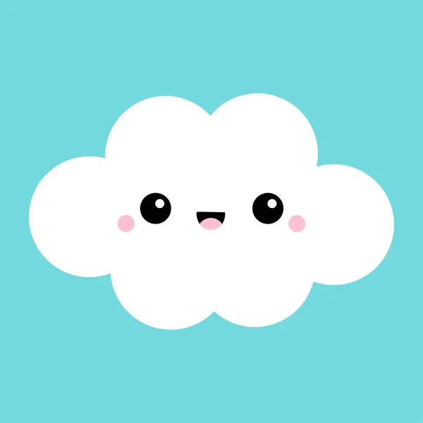 Icono Nube Blanca Cara Sonriente Lengua Nubes Esponjosas Lindo Paisaje — Archivo Imágenes Vectoriales