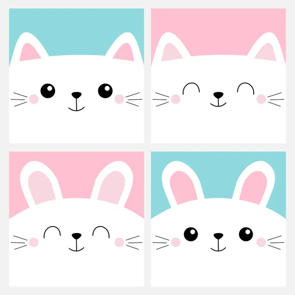 Empreinte Bébé Pour Ordinateur Portable Carte Vœux Chat Blanc Lapin — Image vectorielle