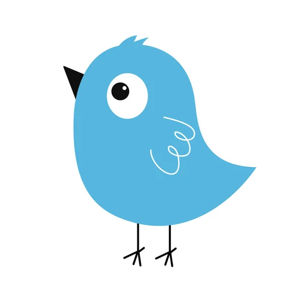 Icône Silhouette Oiseau Bleu Mignon Personnage Dessin Animé Kawaii Bébé — Image vectorielle
