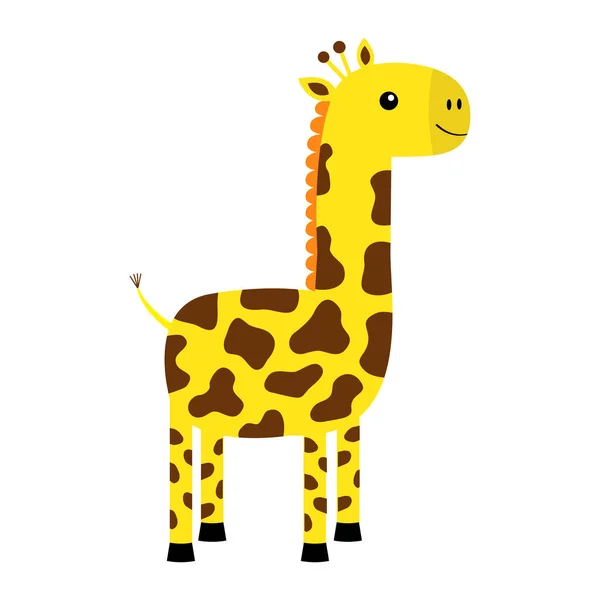 Giraffikon Kawaii Djur Söt Tecknad Rolig Baby Karaktär Långt Huvud — Stock vektor
