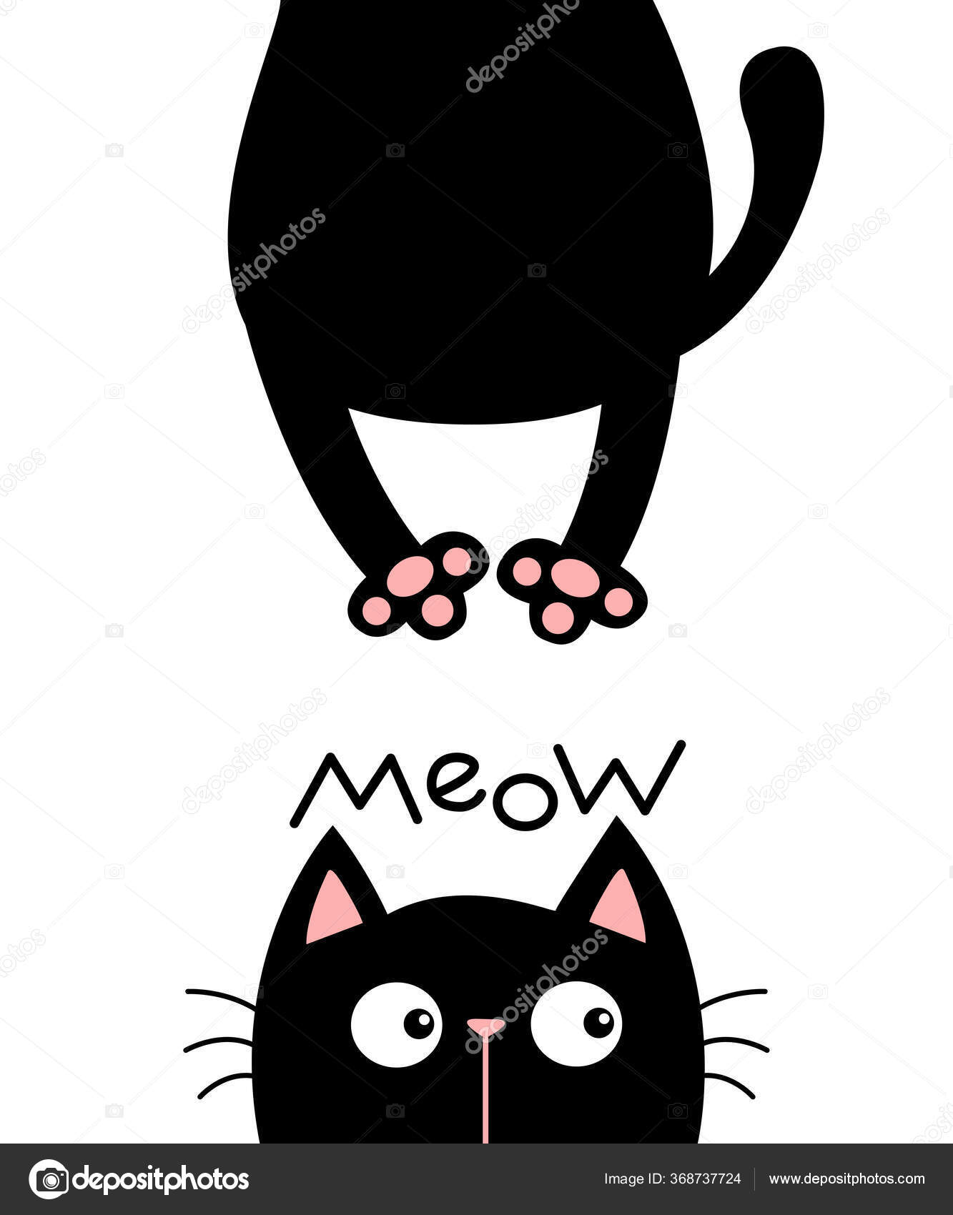 Black Cat Looking Meow Funny Face Head Silhouette Hanging Fat Stock Vector  Image by ©worldofvector #368737724