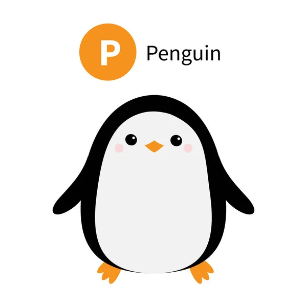 Lettre Penguin Alphabet Animal Zoo Abc Anglais Avec Mignon Dessin — Image vectorielle