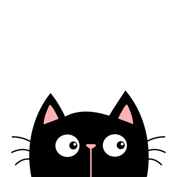 Cara Gato Negro Kawaii Bebé Animal Compañía Lindo Personaje Dibujos — Vector de stock