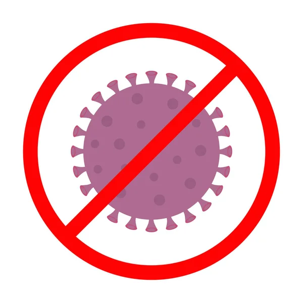 Detener Covid Coronavirus Icono Brote Virus Corona Rojo Prohibir Símbolo — Archivo Imágenes Vectoriales