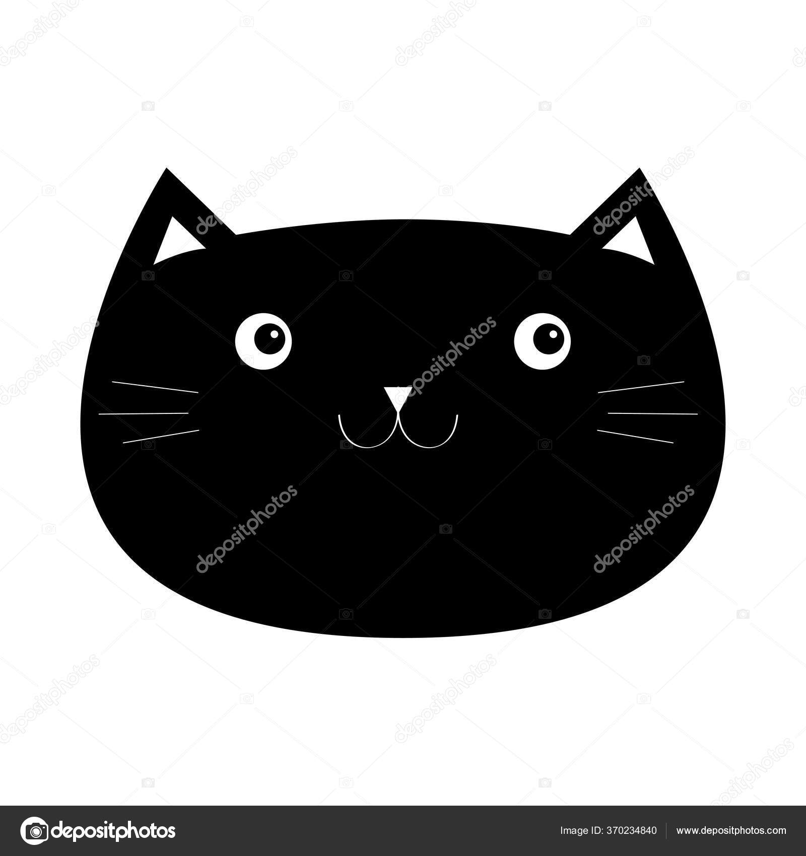Ikon Wajah Lucu Kucing Hitam Kucing Karakter Kartun Kawaii Imut Stok Vektor Worldofvector 370234840