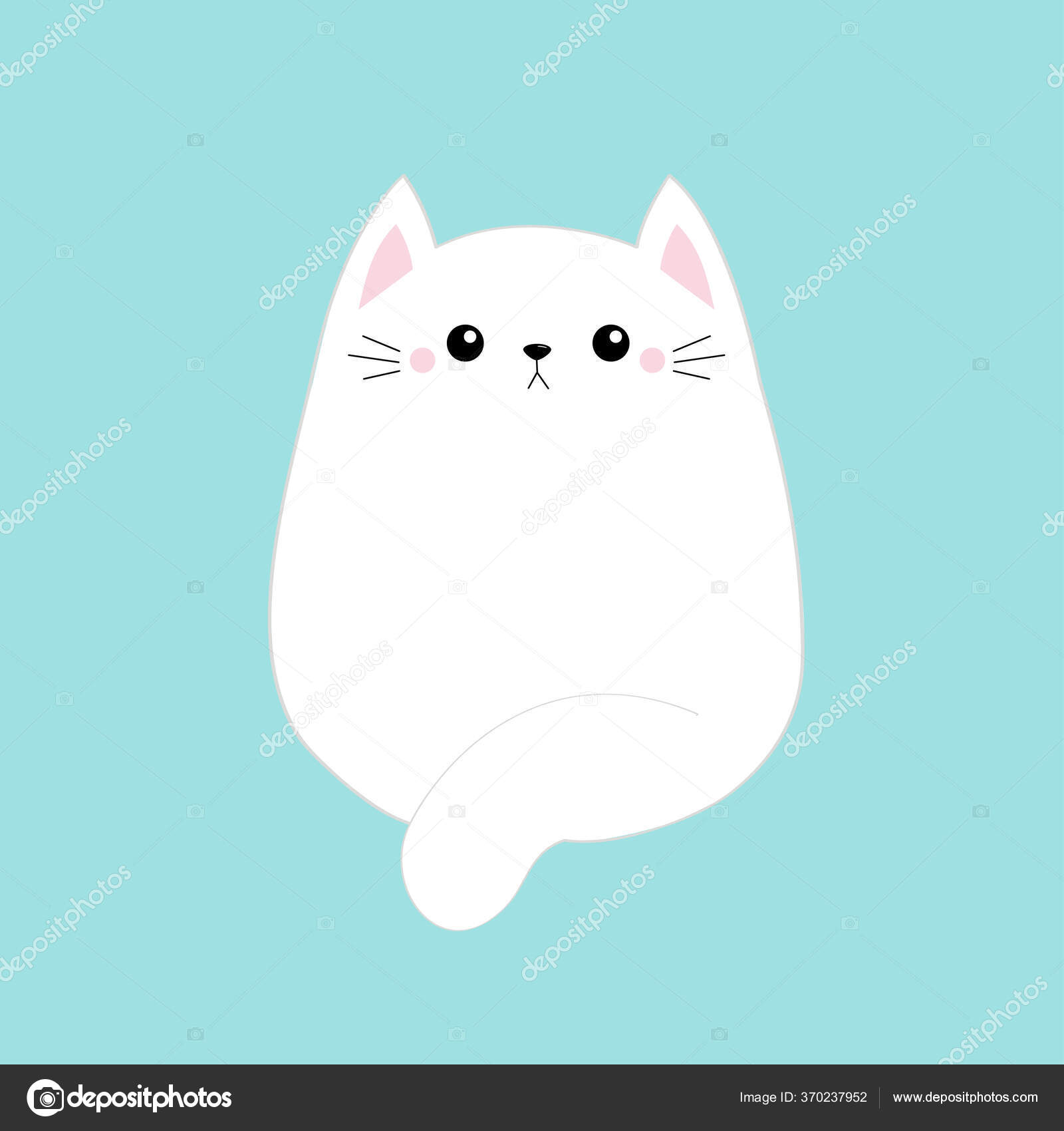 Cute Cat Icon. Gray Kitten Face Head Silhouette. Funny Kawaii