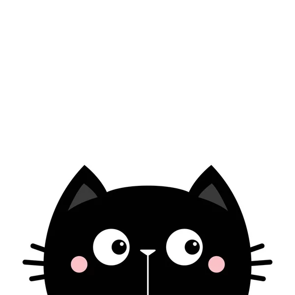 Silueta Cabeza Gato Negro Mirada Lado Derecho Lindo Personaje Dibujos — Vector de stock