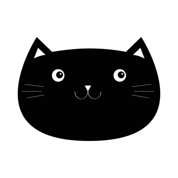 Black Cat Kitten Kitty Funny Face Icon Cute Kawaii Cartoon — Stock Vector