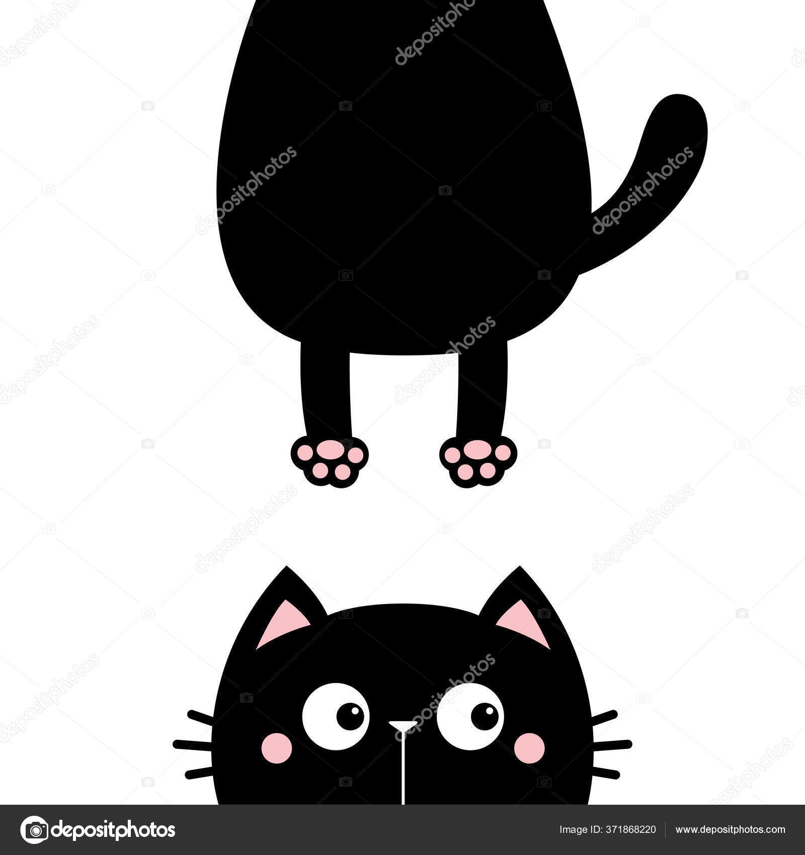 Cute cat icon set line kitten face head body Vector Image
