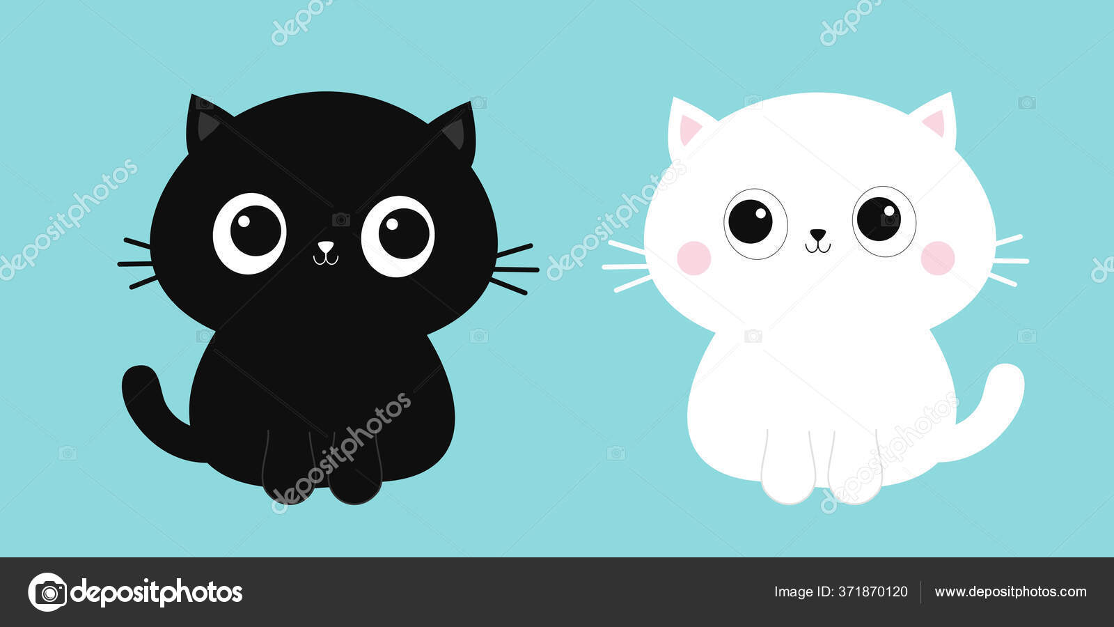 Cute Black Cat Icons Or Symbols Vector Set Collection Of Funny